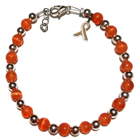 Orange (Leukemia) Packaged Cancer Awareness Bracelet 6mm