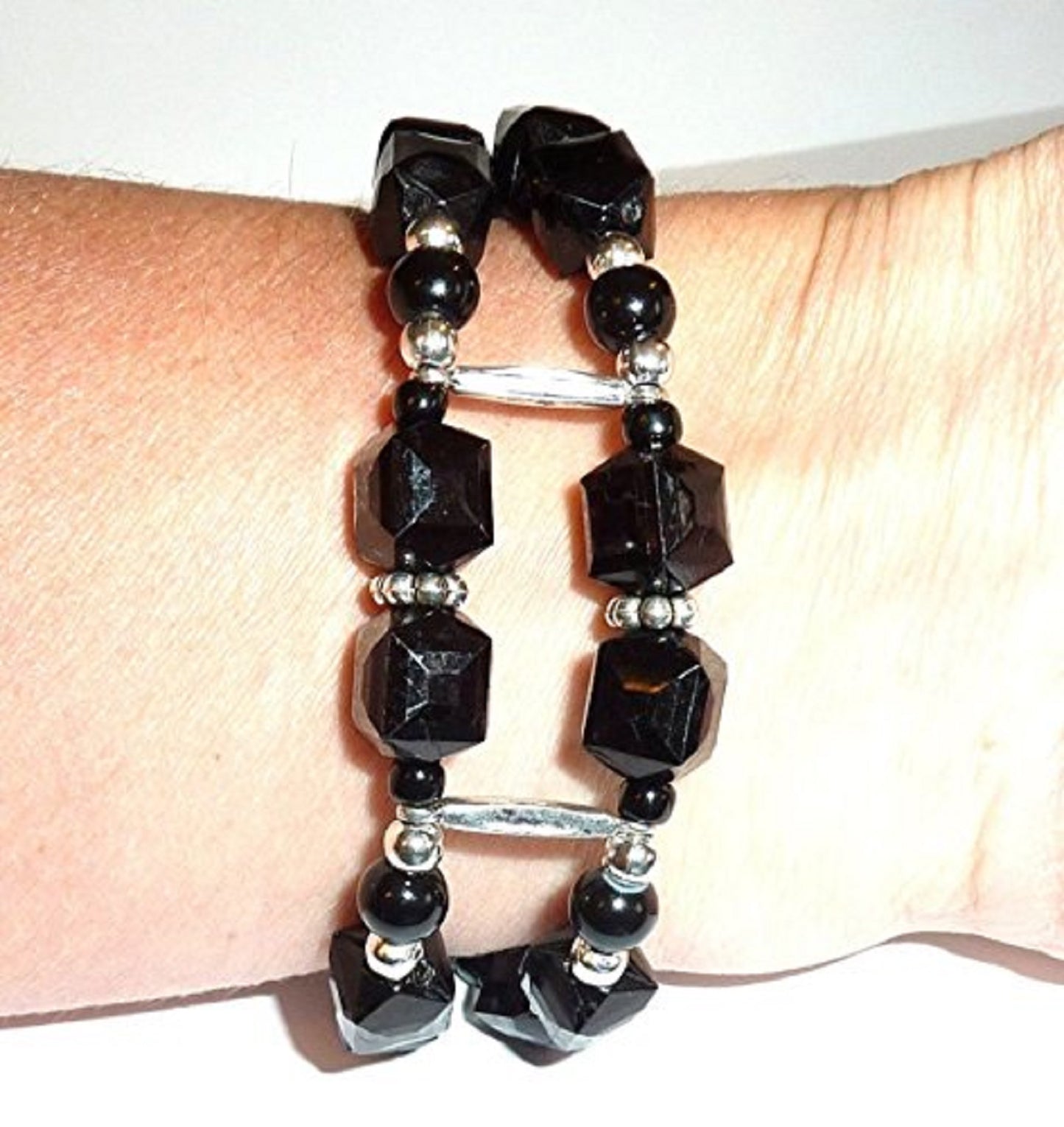 Black Medical Alert Bracelet - Double Strand Black