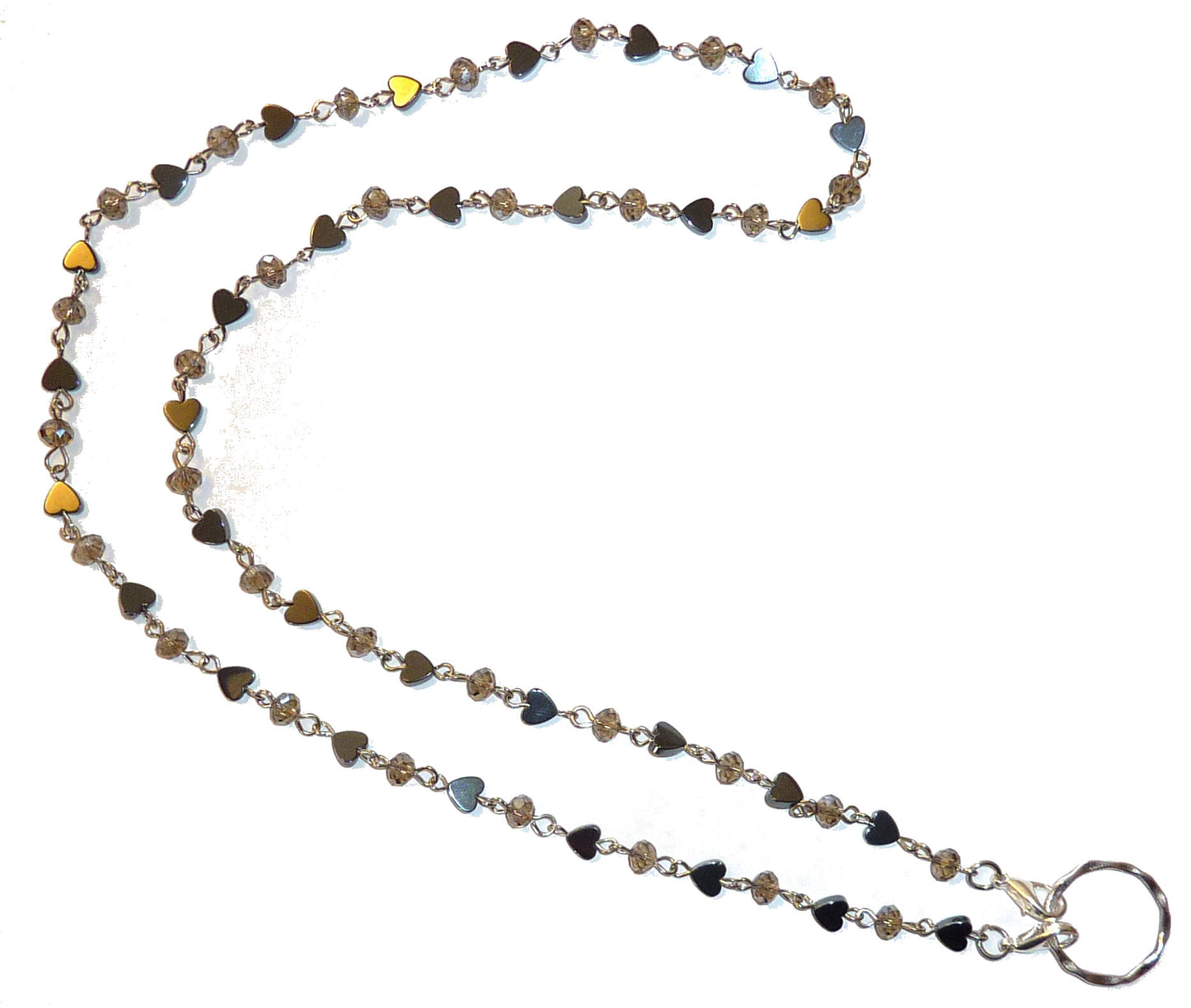 Eyeglass Holder 28" Hematite and crystal chain, Eyeglass chain, leash - Hematite