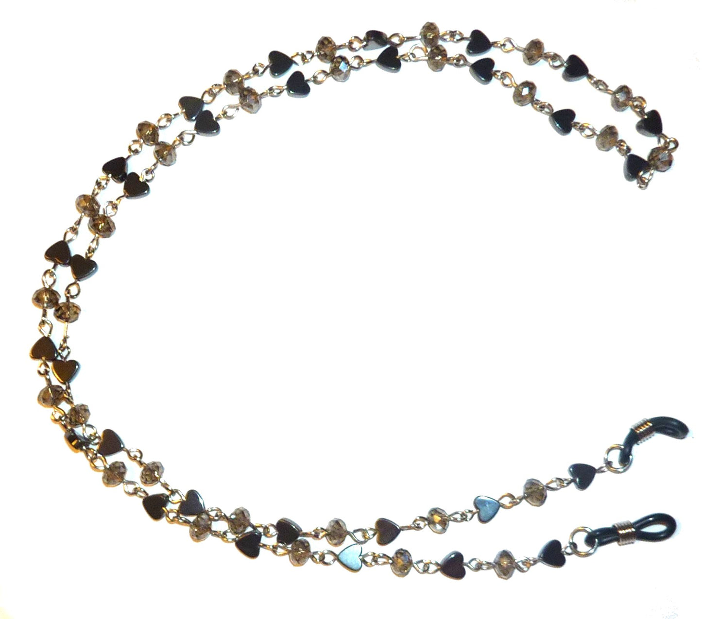 Eyeglass Holder 28" Hematite and crystal chain, Eyeglass chain, leash - Hematite