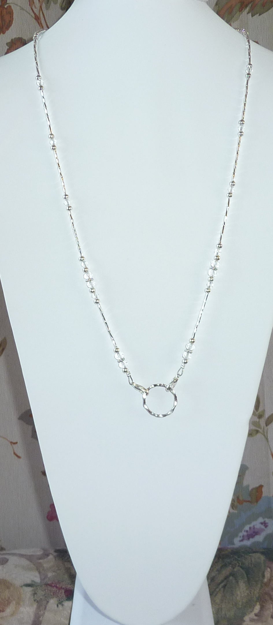 Eyeglass Holder 28" strung on 19 strand wire, Eyeglass chain, leash - Crystal