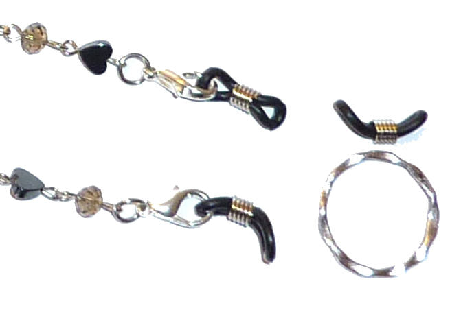 Eyeglass Holder 28" Hematite and crystal chain, Eyeglass chain, leash - Hematite