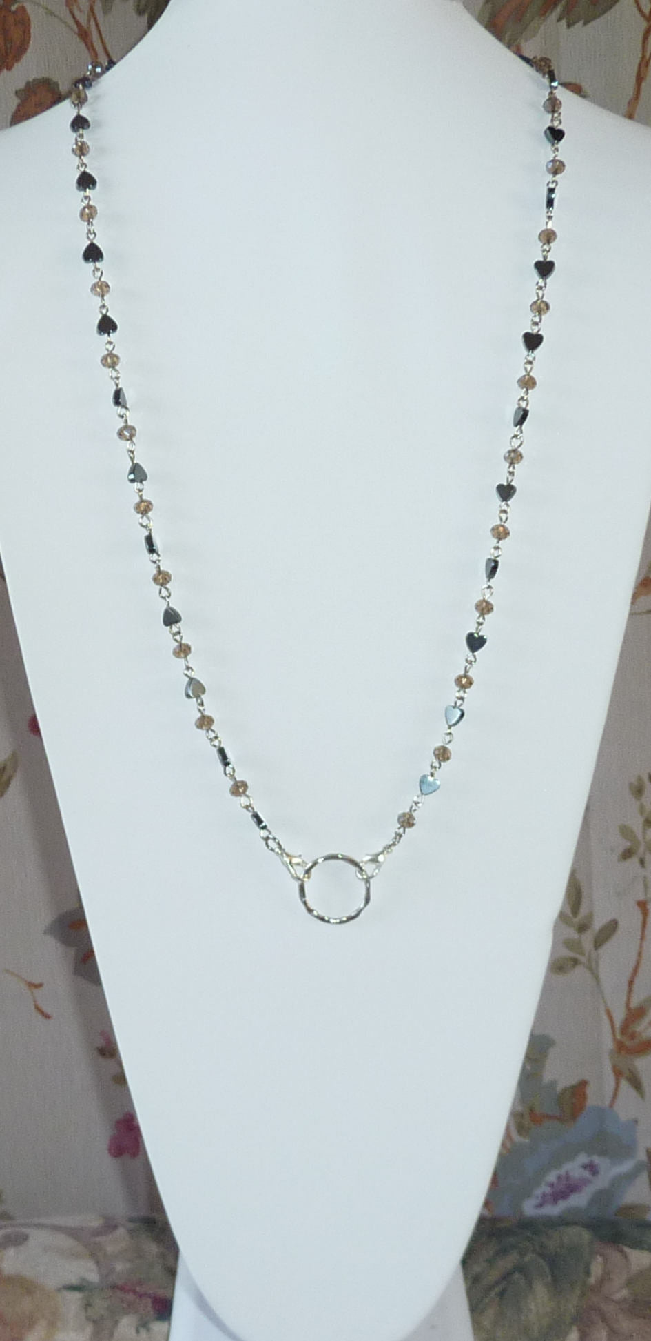 Eyeglass Holder 28" Hematite and crystal chain, Eyeglass chain, leash - Hematite