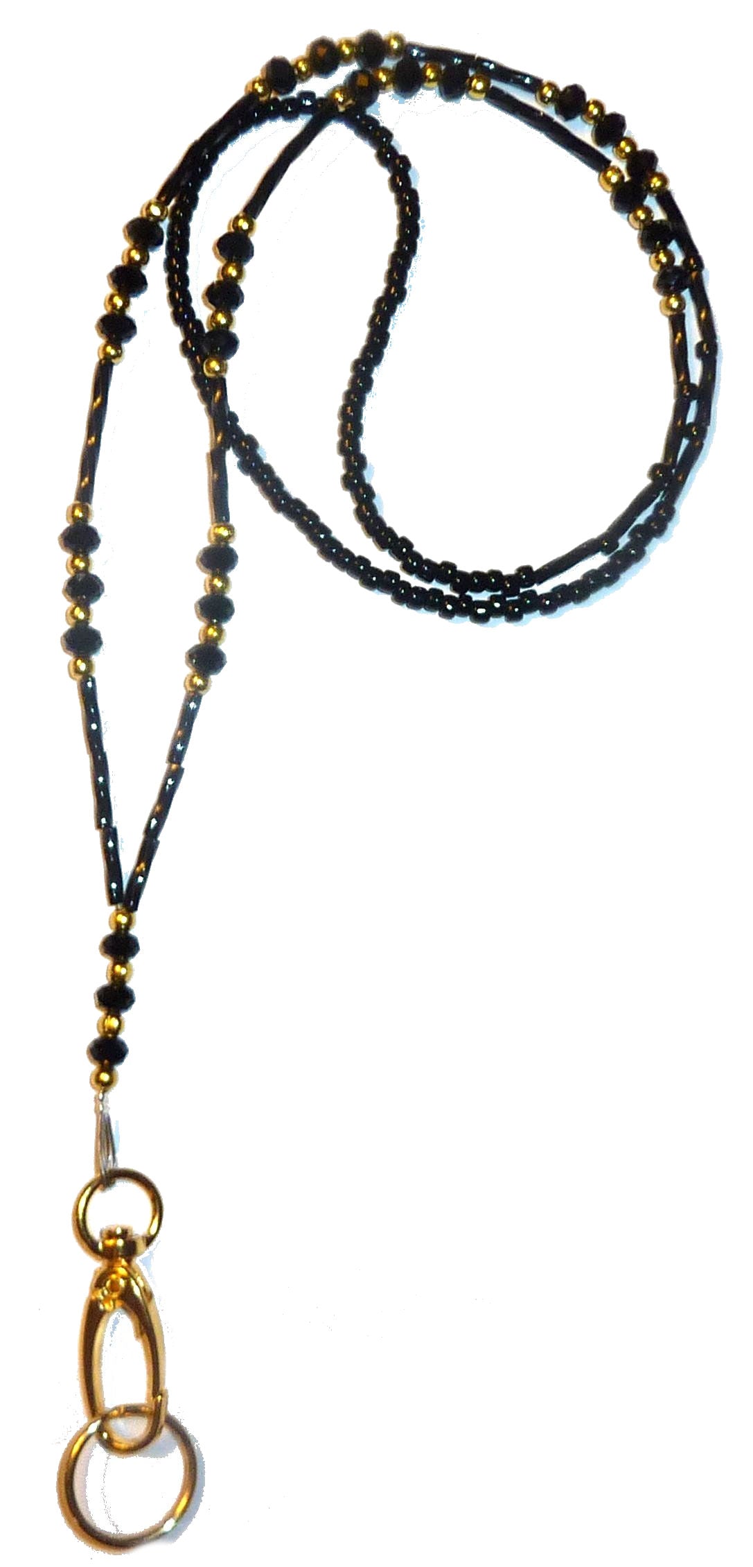 GOLD Black Crystal (Ultra Slim & Light) Fashion Lanyard with break away magnetic clasp