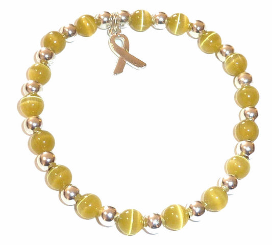 Golden (Childhood Cancers) Packaged Cancer Awareness Bracelet 6mm - Stretch (will stretch to fit most Adults)