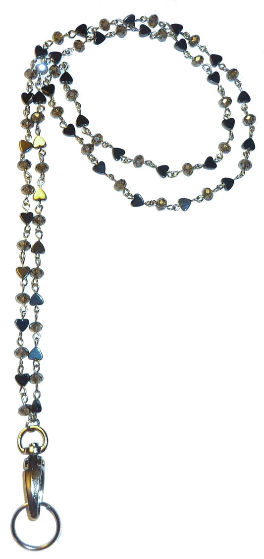 Hematite Chain Fashion Lanyard 34" Breakaway Magnetic Clasp