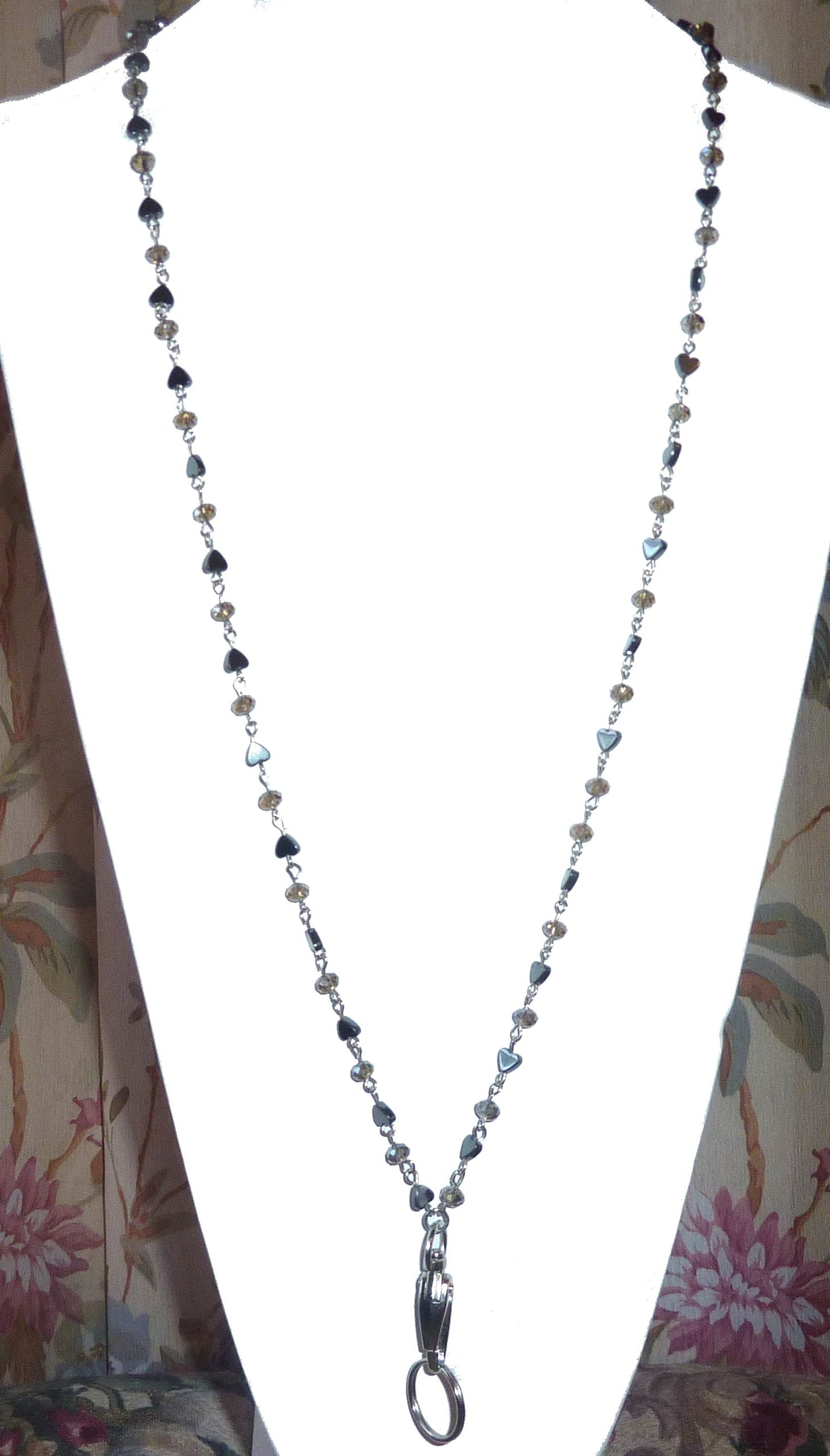 Hematite Chain Fashion Lanyard 34" NON Breakaway