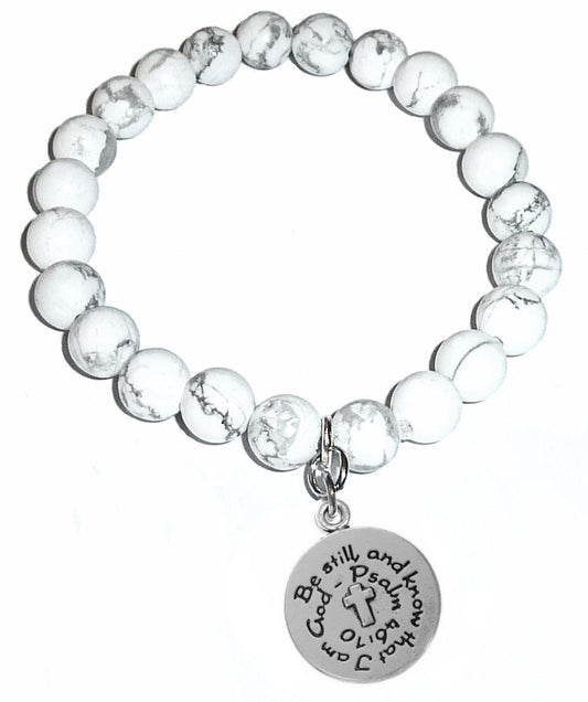 Soothing Howlite Bracelet - Be Still And Know That I Am God