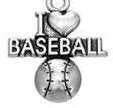Pewter Silver Tone charm - I Love Baseball