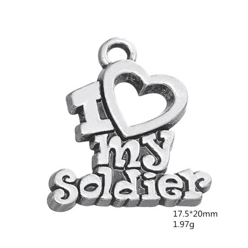 Pewter Silver Tone charm - I love my soldier