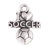 Pewter Silver Tone charm - I Love Soccer