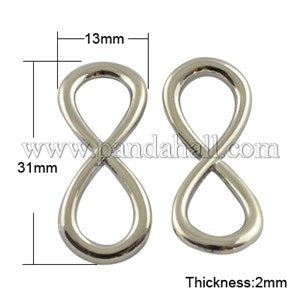 Infinity Shape Connector, Tibetan style silver plated, 10 per pack