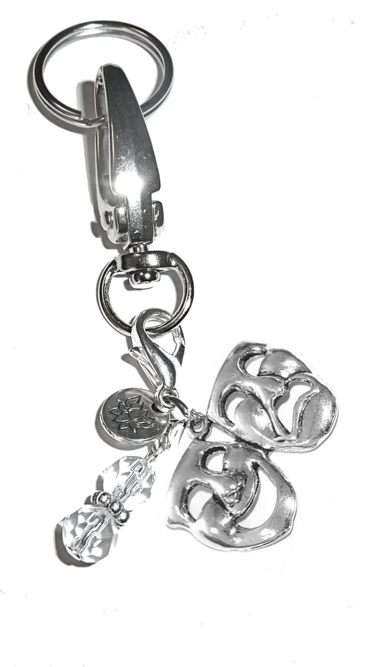 Comedy & Tragedy Keychain Charm - Women's Purse or Necklace Charm - Comes in a Gift Box!