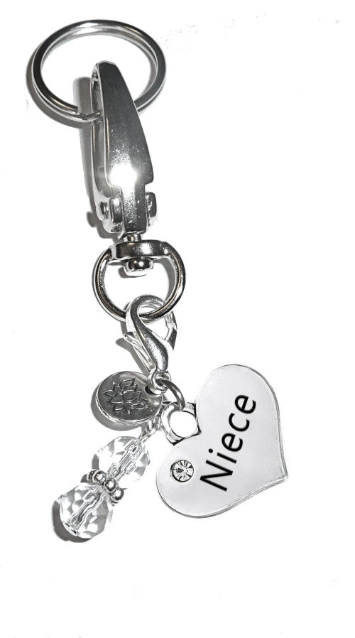 (Niece) Charm Key Chain Ring, Women's Purse or Necklace Charm, Comes in a Gift Box!