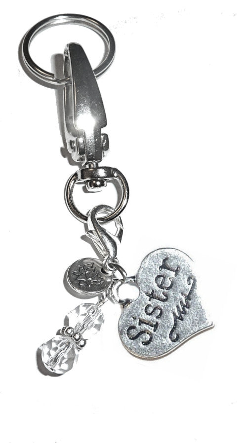 (Sister) Charm Key Chain Ring, Women's Purse or Necklace Charm, Comes in a Gift Box!