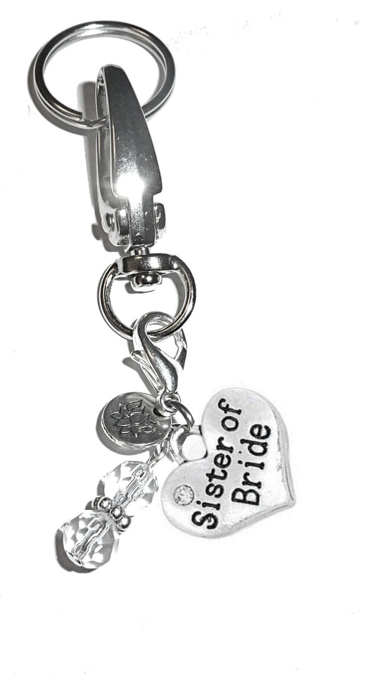 Sister of Bride - Charm Key Chain Ring, Women's Purse or Necklace Charm, Comes in a Gift Box!