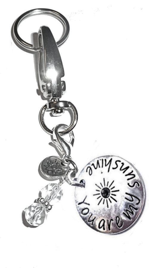 (You are my Sunshine) Charm Key Chain Ring, Women's Purse or Necklace Charm, Comes in a Gift Box!