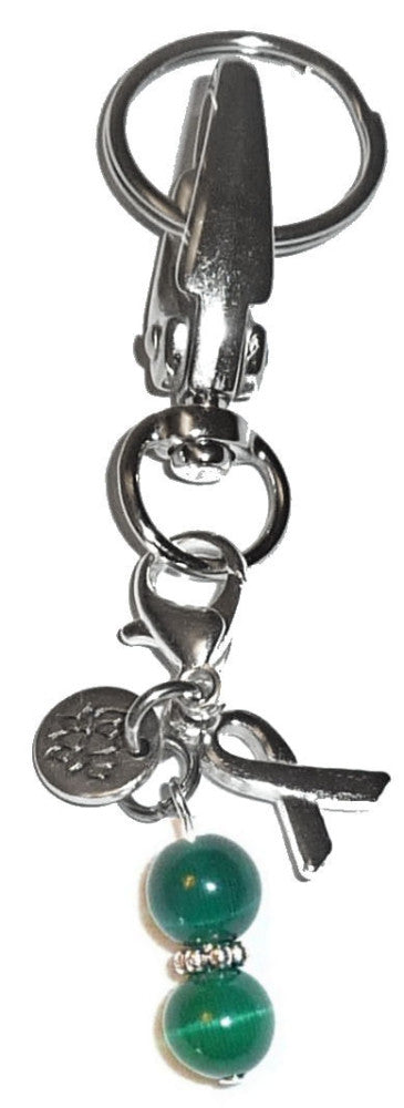 (Forest Green (Renal/Kidney Cancer)) Charm Key Chain Ring, Women's Purse or Necklace Charm, Comes in a Gift Box!