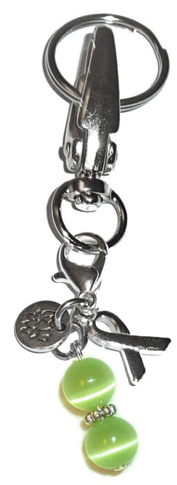 (Mint Green (Liver Lymphoma & transplant)) Charm Key Chain Ring, Women's Purse or Necklace Charm, Comes in a Gift Box!