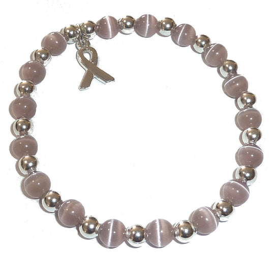 Lavender (Cancer survivors and general cancer awareness) Packaged Cancer Awareness Bracelet 6mm - Stretch (will stretch to fit most Adults)