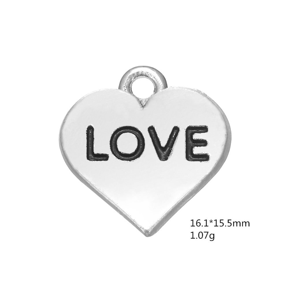Pewter Silver Tone Message Charm - Love