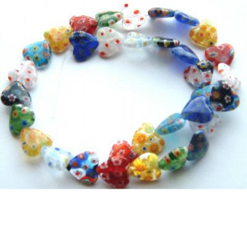 10mm Millefiori Hearts Multi (M11)