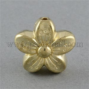 (MP G83) Metalized Plastic Beads - 5 Petal Flower 8x15mm GOLD