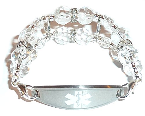 Double Crystal Beaded Medical Alert Replacement Bracelet - Stretchy