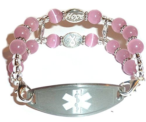 Double Breast Cancer Medical Alert Replacement Bracelet - Stretchy