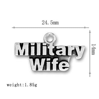 Pewter Silver Tone charm - Military Wife