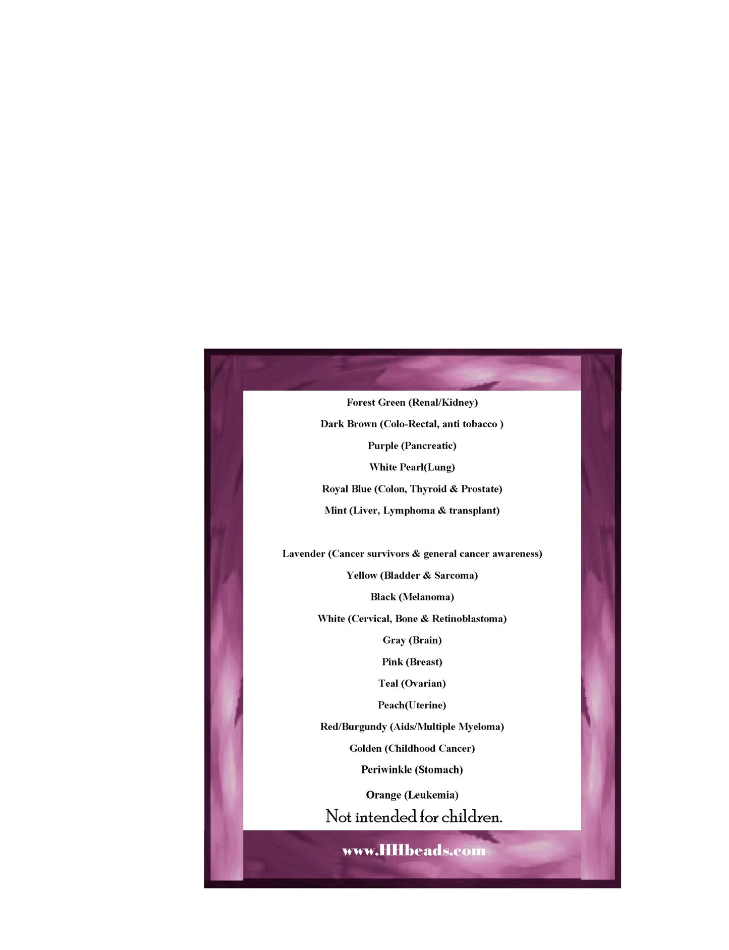 Stretch Cancer Awareness Bracelets Cards - For Stretch Bracelets 100