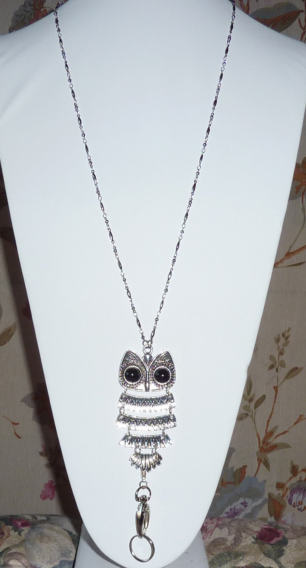Owl Lanyard and Necklace 34" long, Women's Fashion Chain Lanyard, For Keys, Badge holder. Magnetic Breakaway