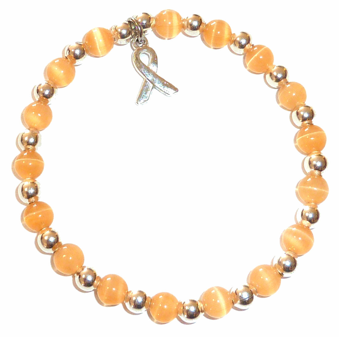 Peach (Uterine Cancer) Packaged Cancer Awareness Bracelet 6mm - Stretch (will stretch to fit most Adults)