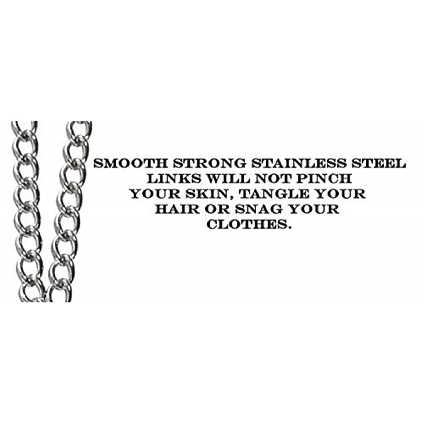 Plain Stainless Steel Chain Lanyard - 34" Breakaway Magnetic Clasp