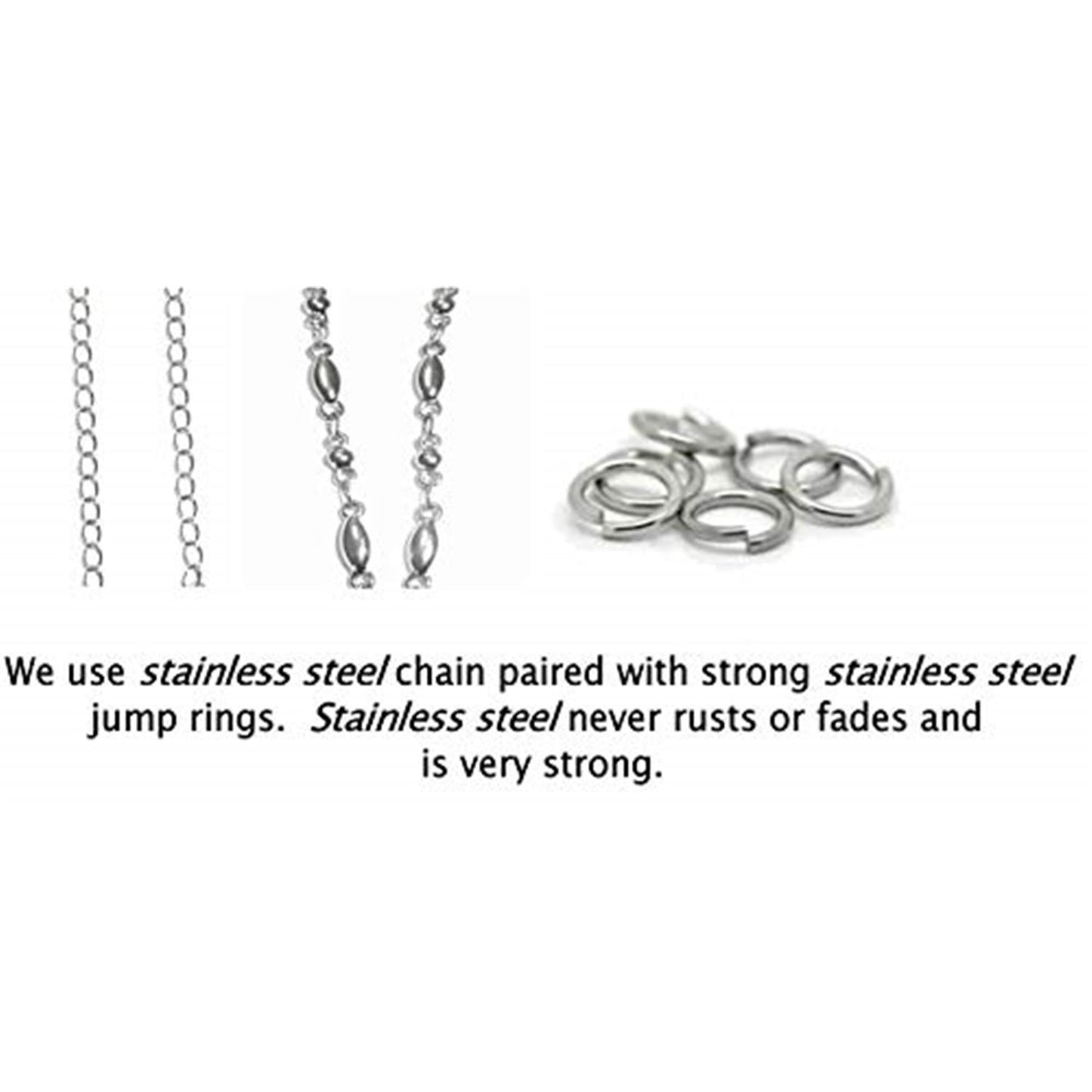 Plain Stainless Steel Chain Lanyard - 34" Breakaway Magnetic Clasp