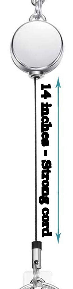 Retractable Reel - Stainless Steel Style Fashion Women's Beaded Lanyard 34", Made in USA, for Keys, Badge Holder