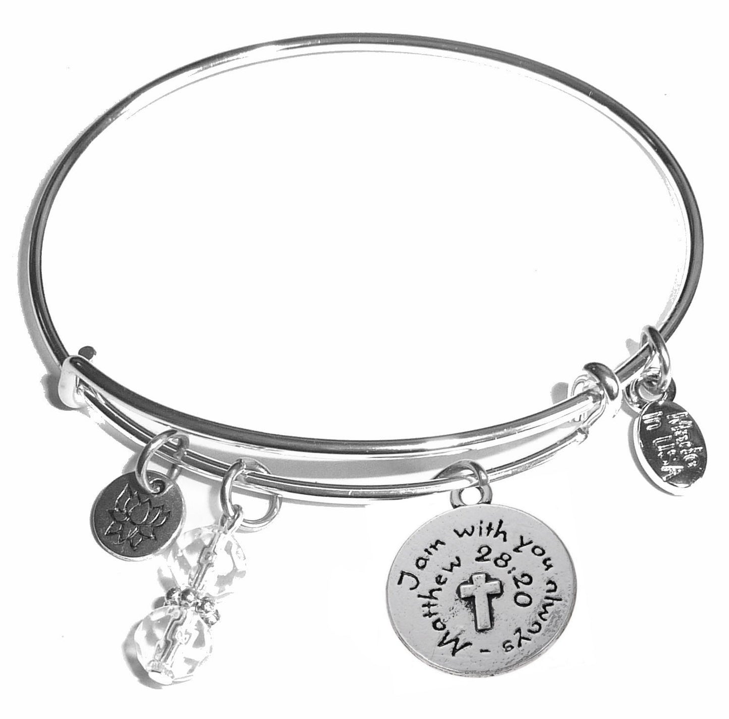 Religious - Message Bangle Bracelet - Expandable Wire Bracelet– Comes in a gift box