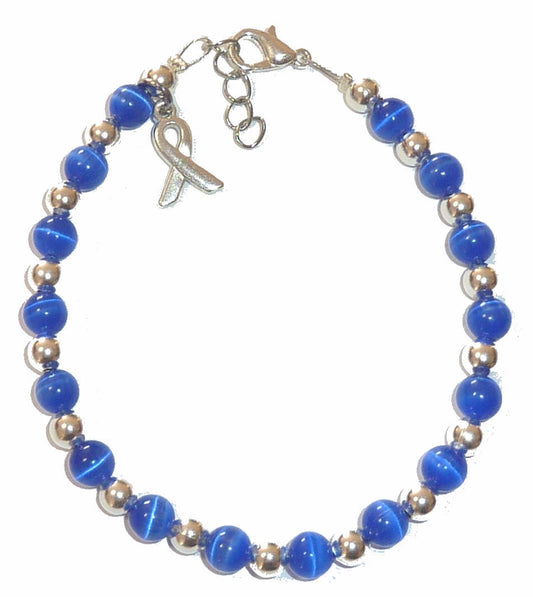 Royal Blue (Thyroid &amp; Prostate Cancer) Packaged Cancer Awareness Bracelet 6mm - Stretch (will stretch to fit most Adults)
