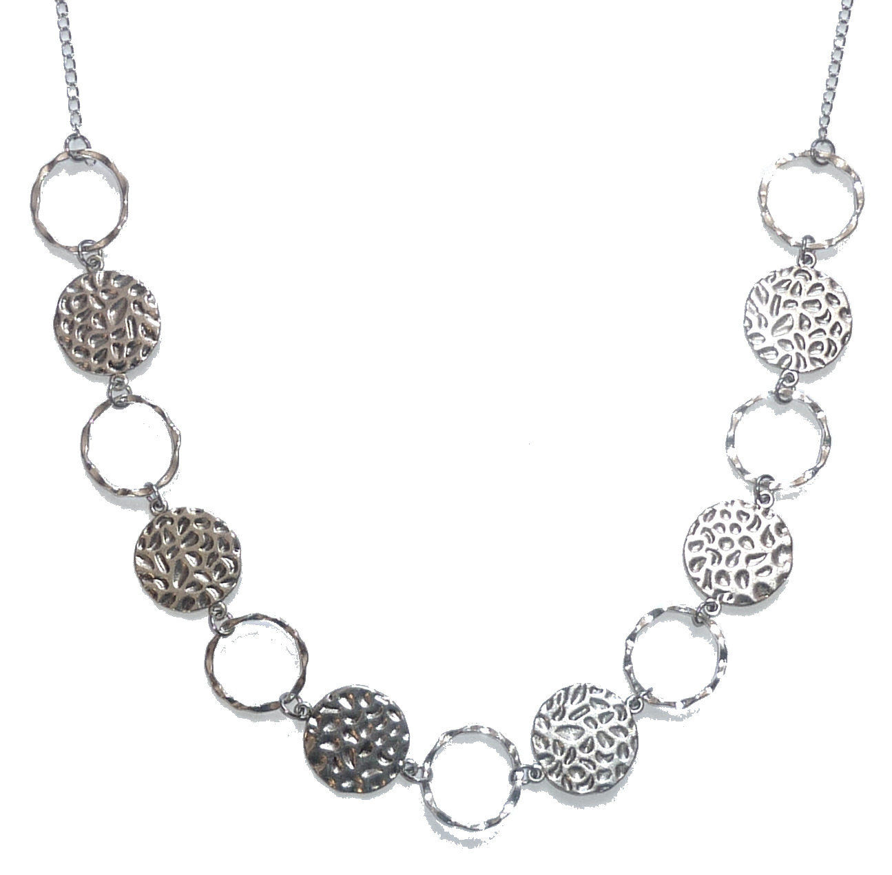 Hammered Disc Shapes Women's Fashion Lanyard 34" NON Breakaway