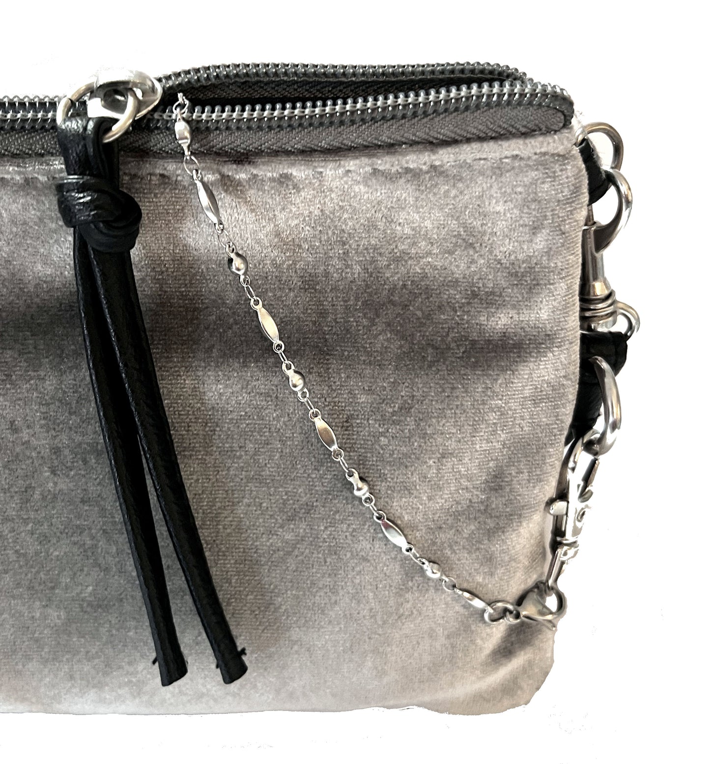 Hematite Chain - Key Keeper 12" With Retractable Reel Women's Beaded Hand Strap Chain Finder Organizer Wallet Purse Holder Ring