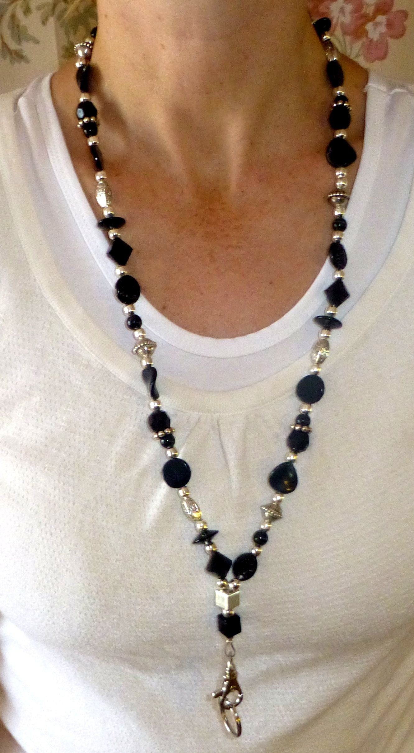 Slim Black Fashion Lanyard with break away magnetic clasp