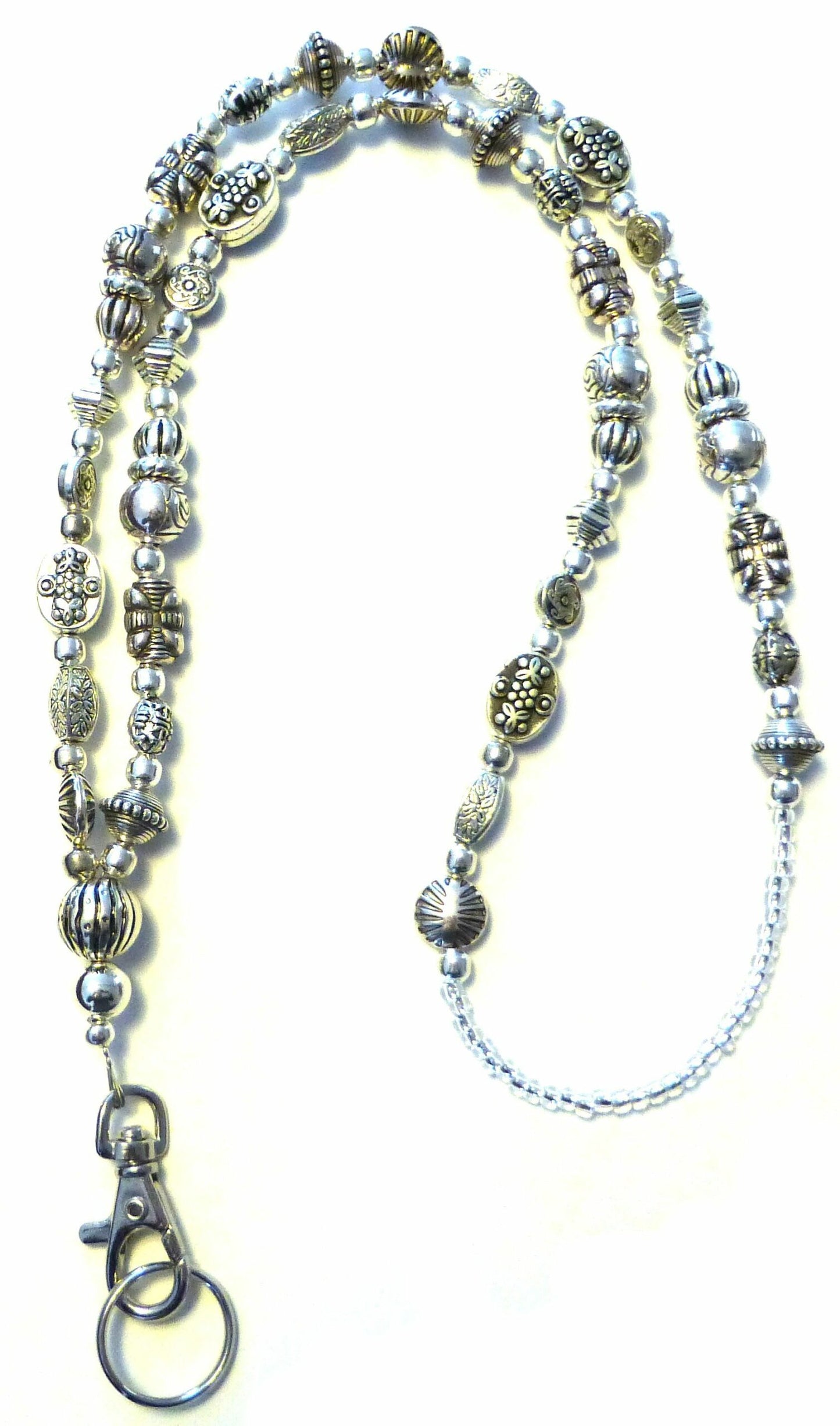 Slim Silver Fashion Lanyard 34" NON Breakaway - Strong