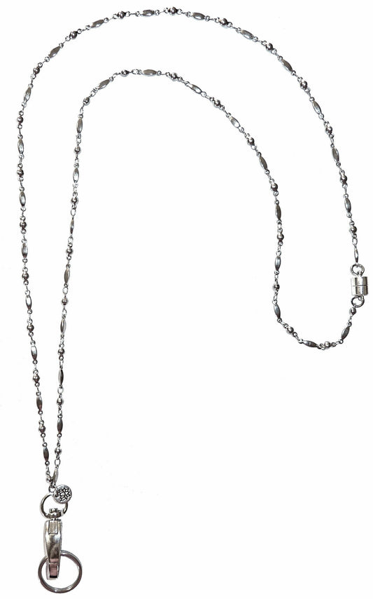A Magnetic Breakaway Clasp - Fancy Stainless Steel Chain Women's Lanyard, Stronger, Made in USA, Badge Holder 34 inches