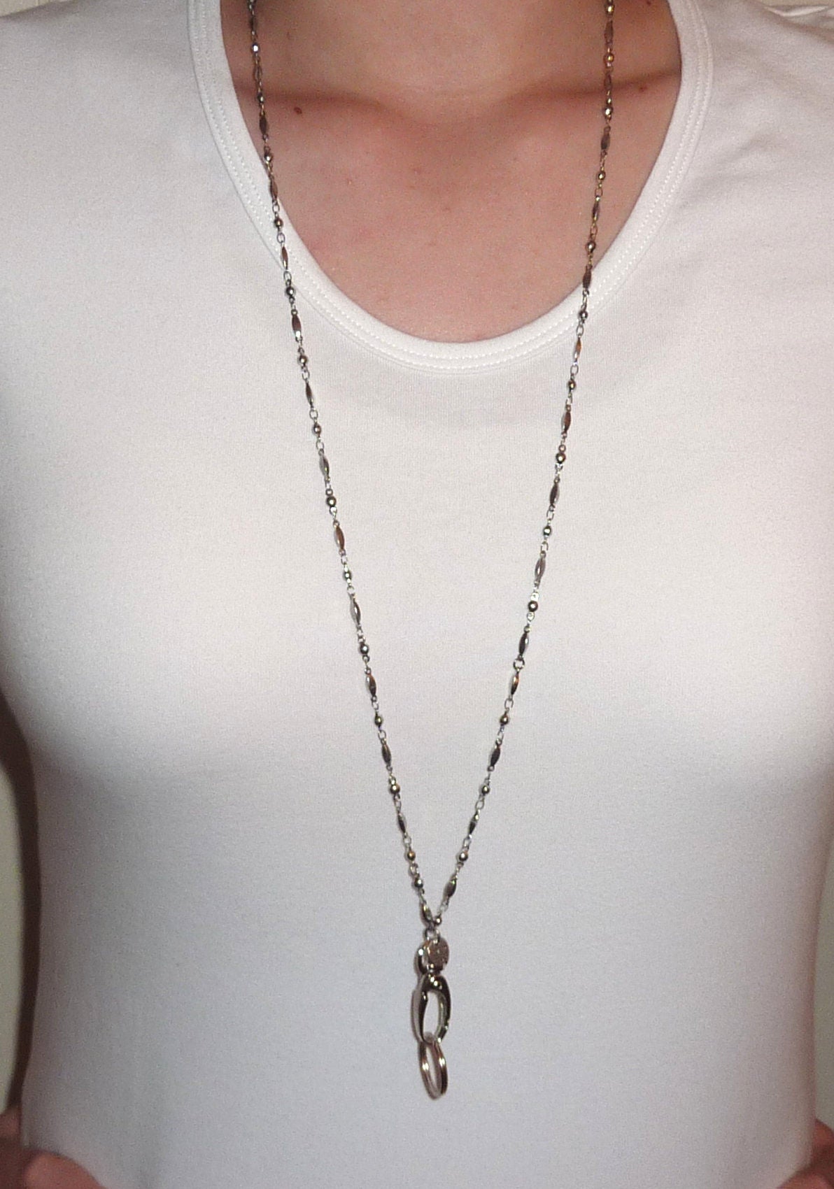 2 Pack Stainless Steel Chain Lanyards 34" Non - Breakaway
