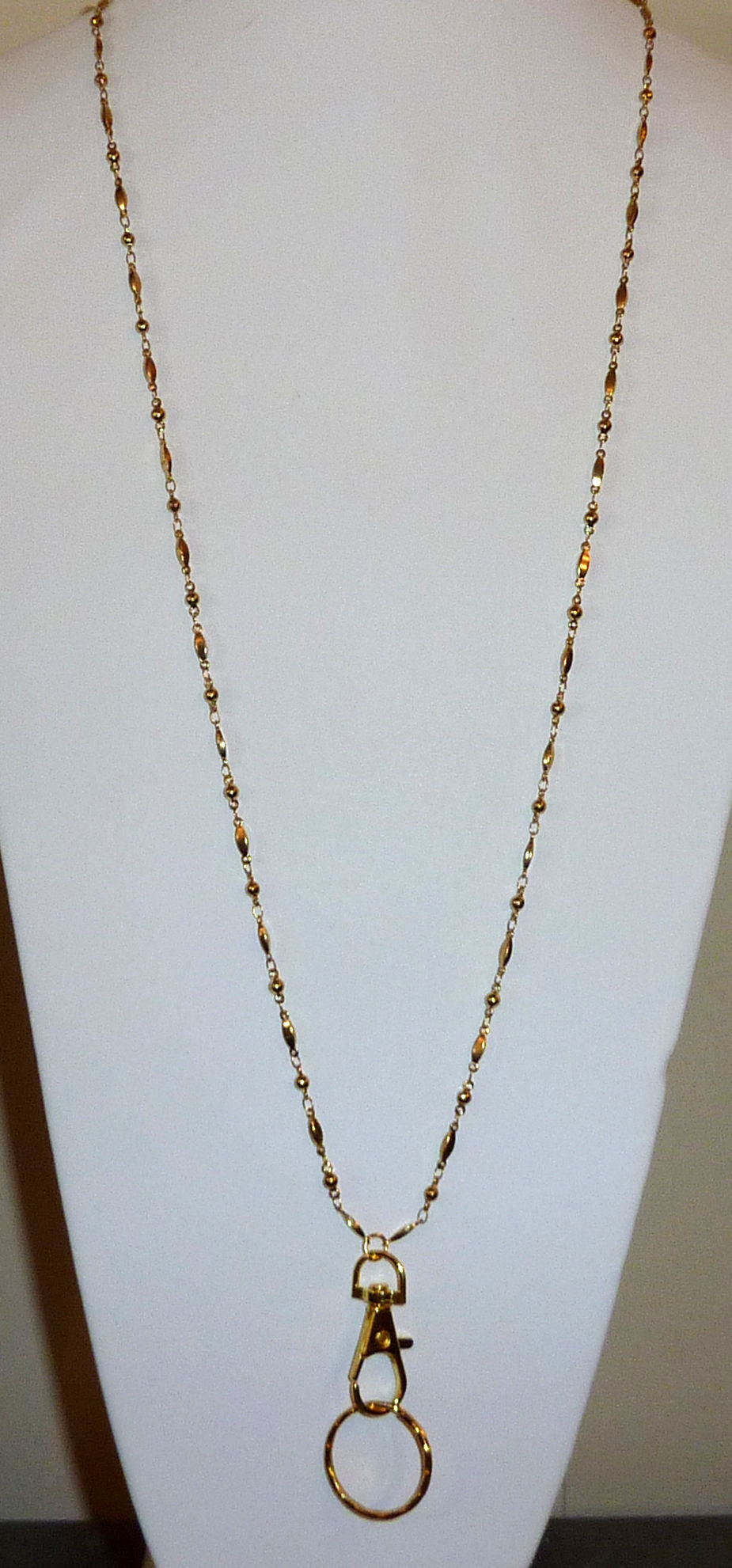 #150 Gold Non Breakaway - Stainless Steel Chain Women's Lanyard, Stronger, Made in USA, Badge Holder 34 inches