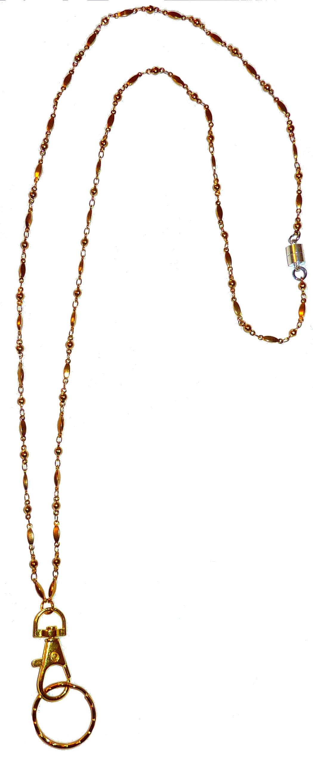 #250 Gold Magnetic Breakaway - Stainless Steel Chain Women's Lanyard, Stronger, Made in USA, Badge Holder 34 inches