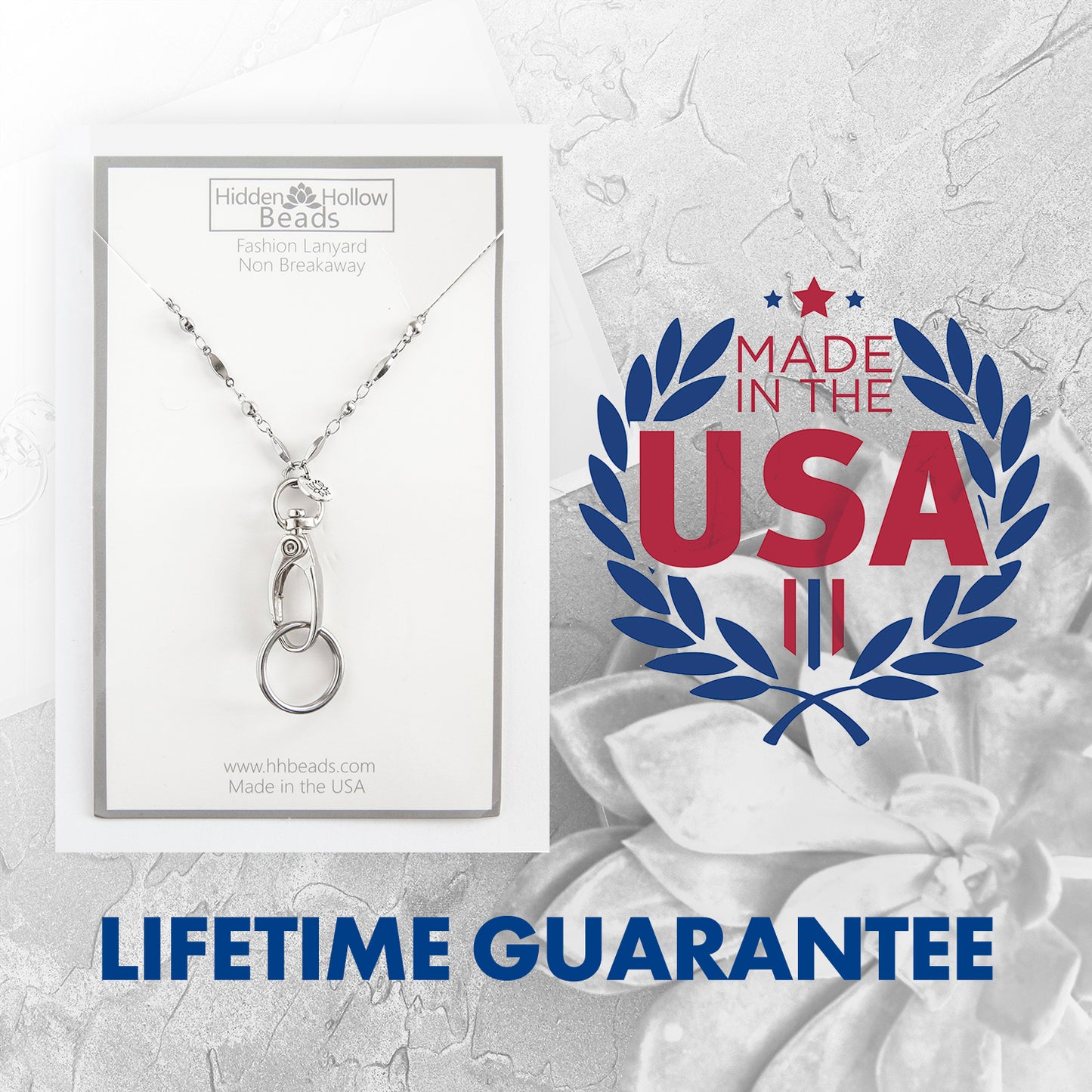 Free Sample - Stainless Steel Chain Women's Lanyard, Stronger, Made in USA Teacher ID Badge Card Holder Keys - Non Breakaway