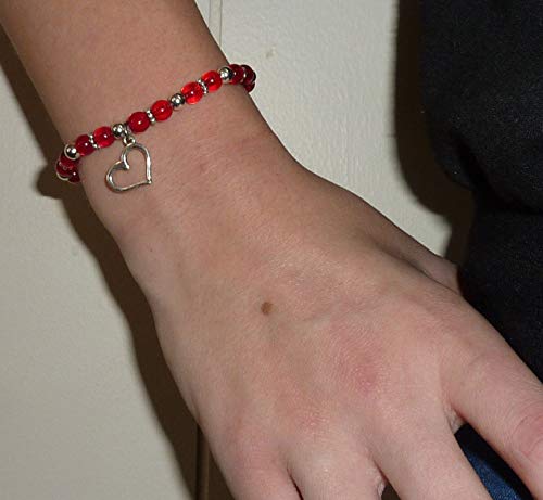 Heart Disease Awareness Beaded Women's Red Heart Bracelet, One Size fits Most, Comes Packaged. Wear to Show Support or Fundraising.…