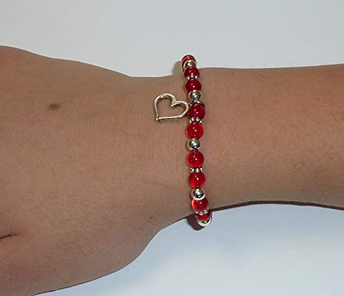 Heart Disease Awareness Beaded Women's Red Heart Bracelet, One Size fits Most, Comes Packaged. Wear to Show Support or Fundraising.…