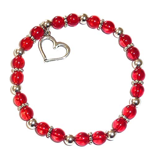 Heart Disease Awareness Beaded Women's Red Heart Bracelet, One Size fits Most, Comes Packaged. Wear to Show Support or Fundraising.…